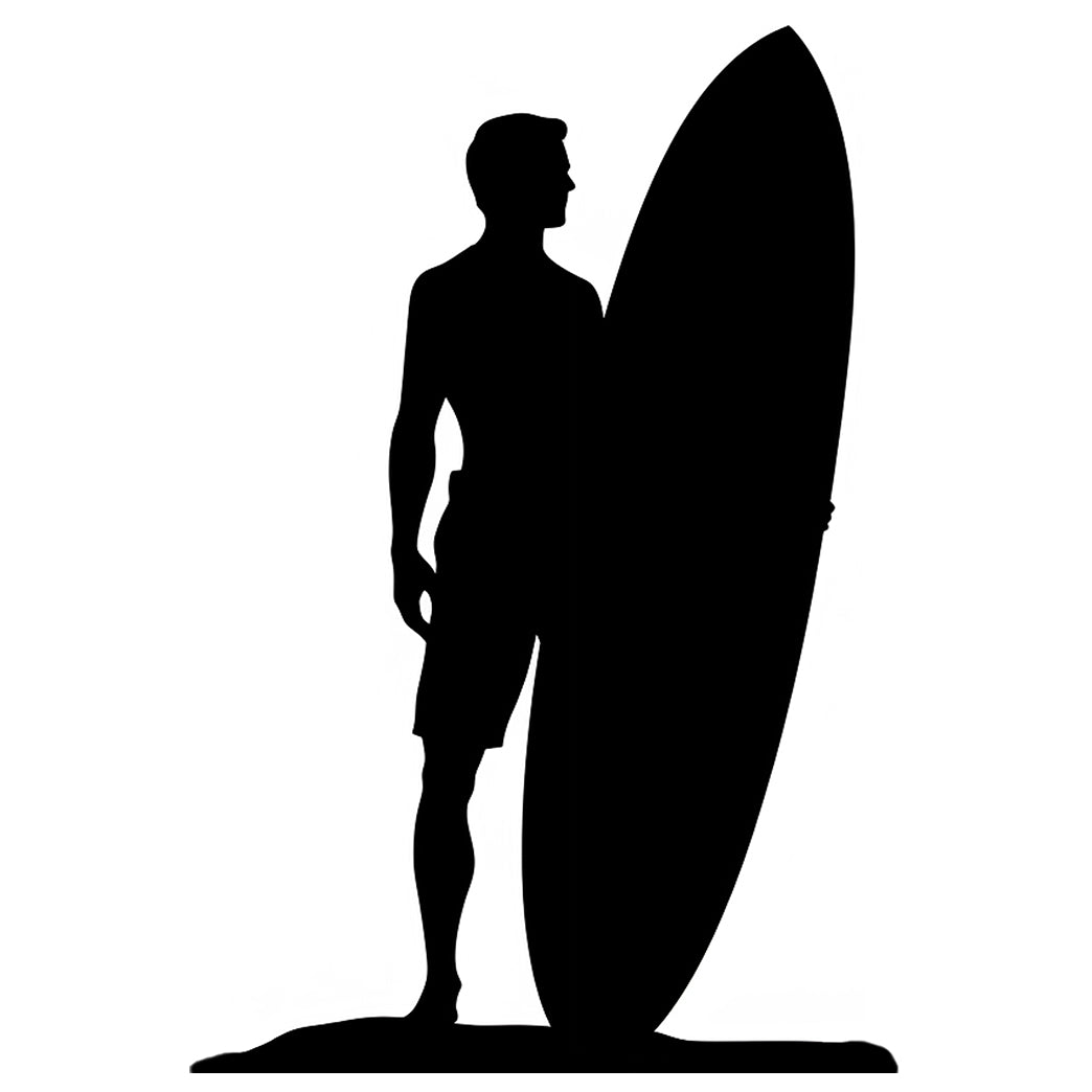 Surfer Dude Silhouette Cardboard Cutout