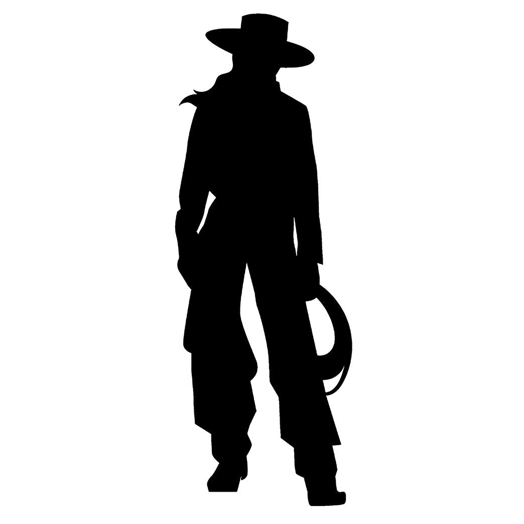 Cowgirl with Rope Silhouette Cardboard Cutout