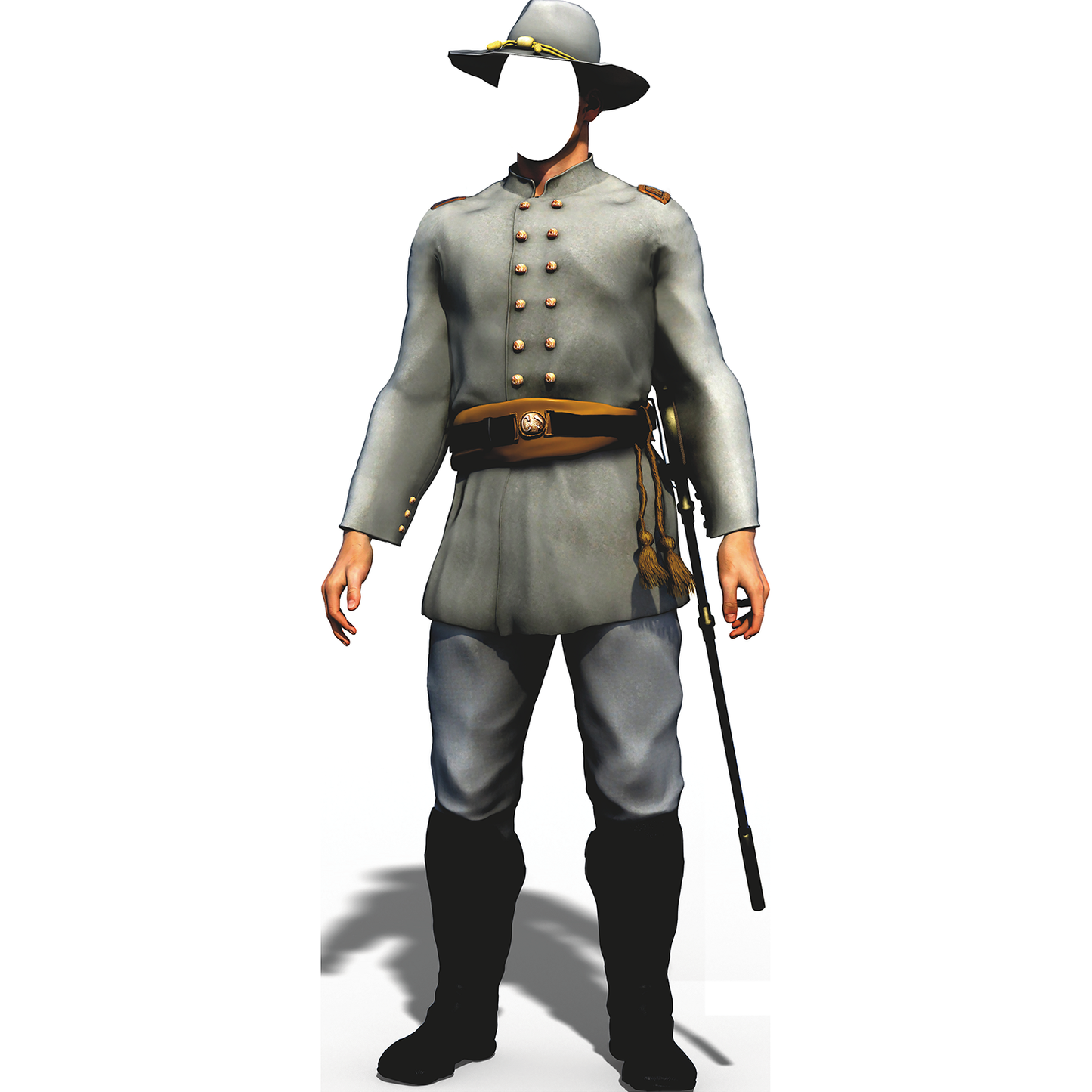 Confederate Civil War Soldier Rifle Stand In Cardboard Cutout