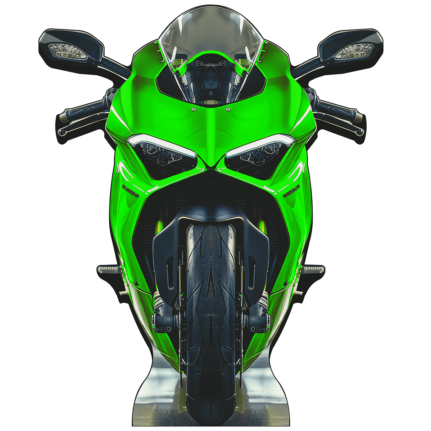 Green Sports Bike Motorcycle Bike Biker Road Asphalt Rash Stand In Cardboard Cutout