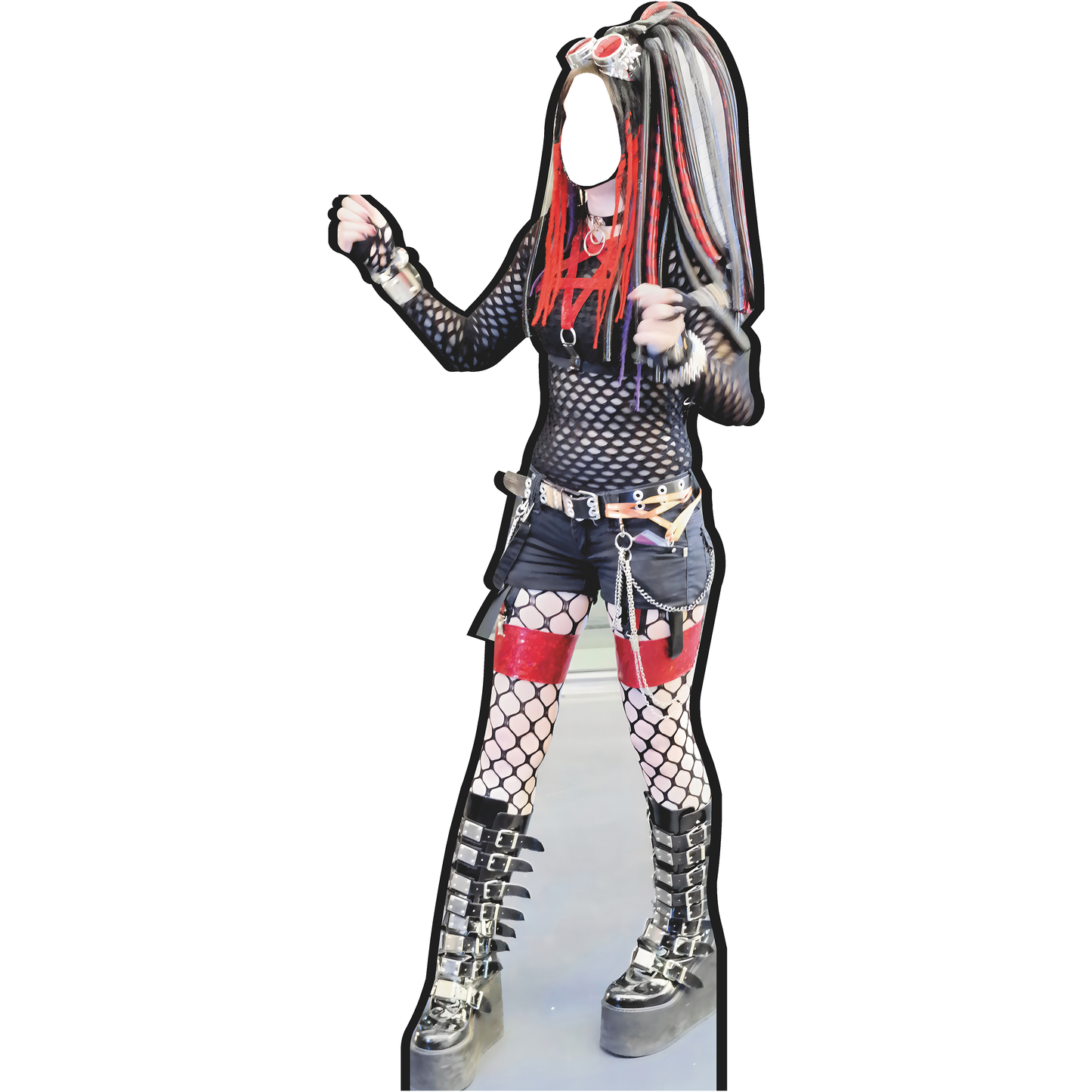 Cyber Punk Goth Woman Girl Stand In Cardboard Cutout