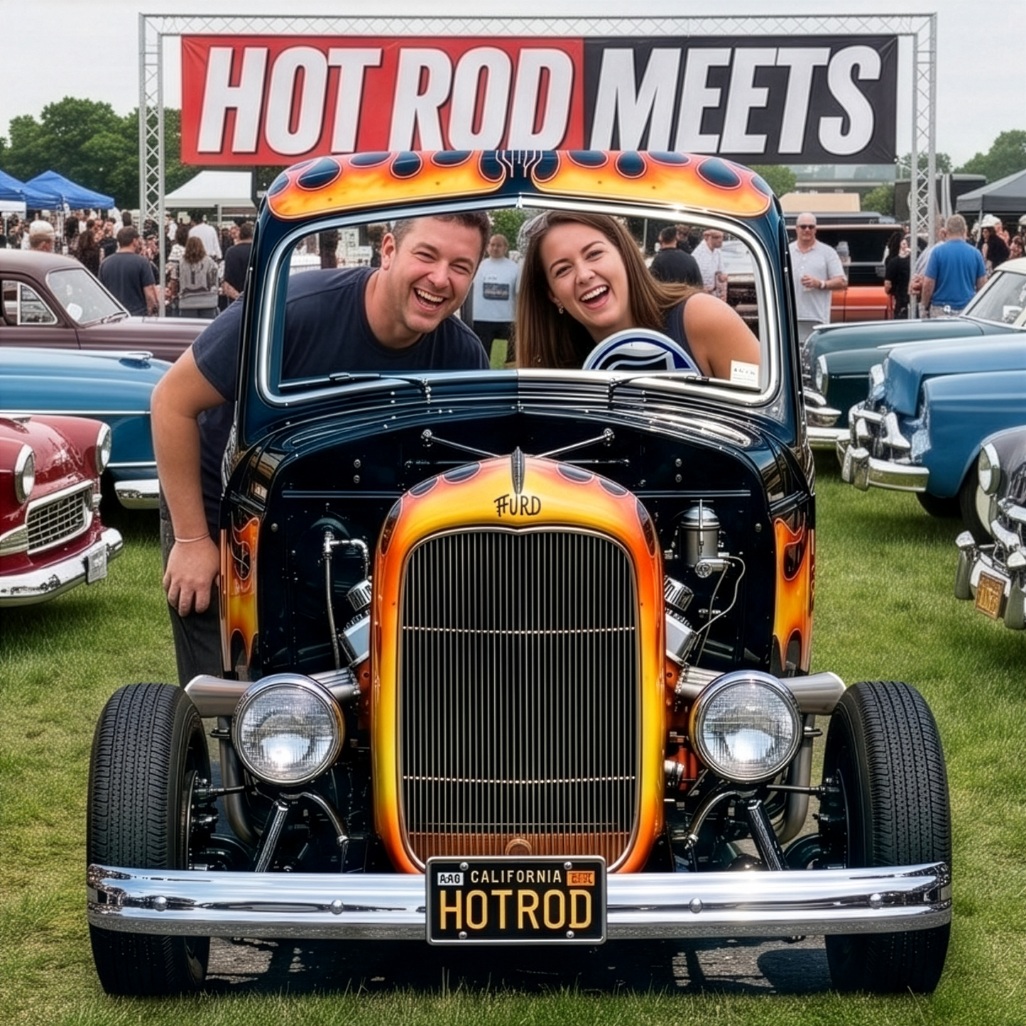 1950s Black Hot Rod Car Party Prop Cardboard Cutout