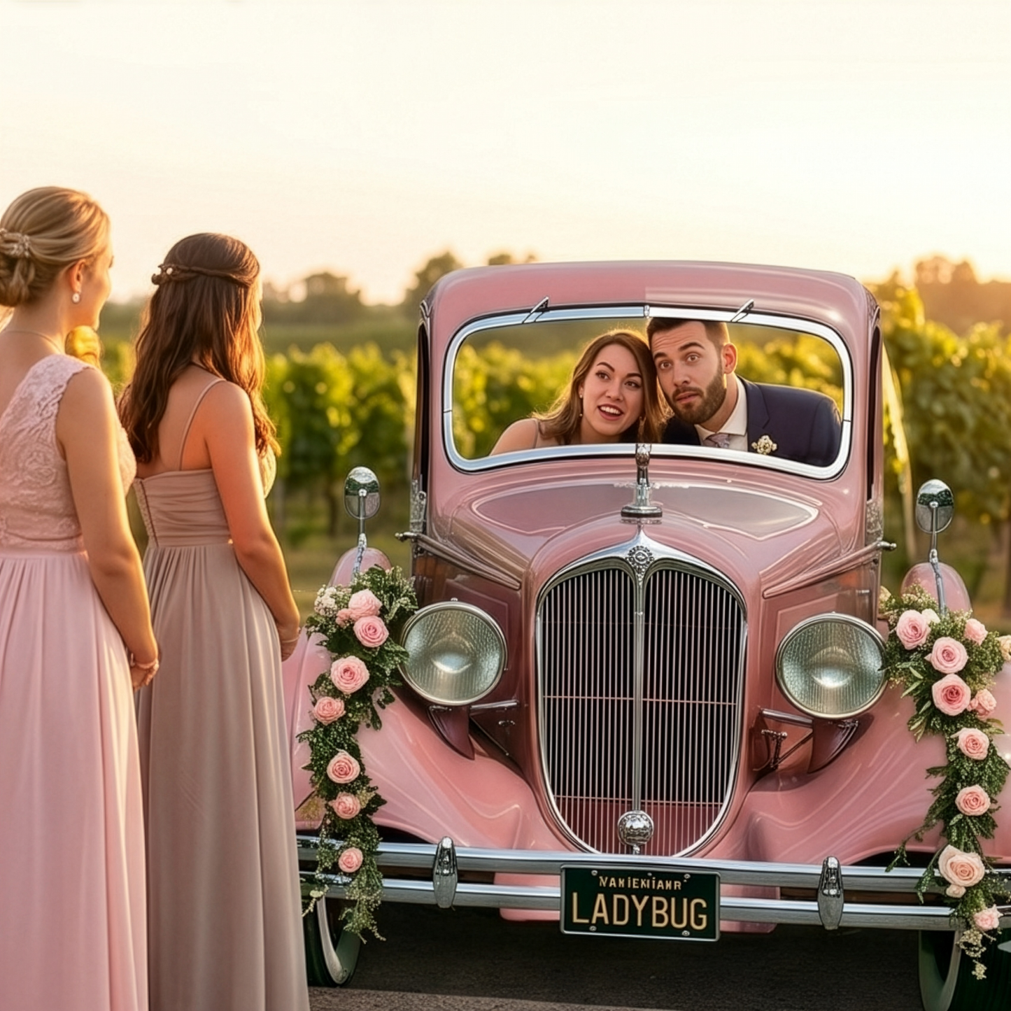 1920s Pretty Pink Car Party Prop Cardboard Cutout