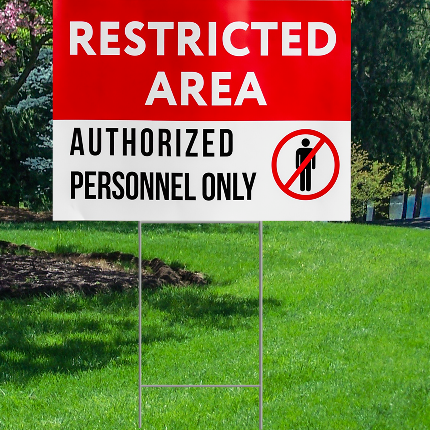 Restricted Area Authorized Personnel Only Waterproof Coroplast Plastic Yard Sign Lawn Sign