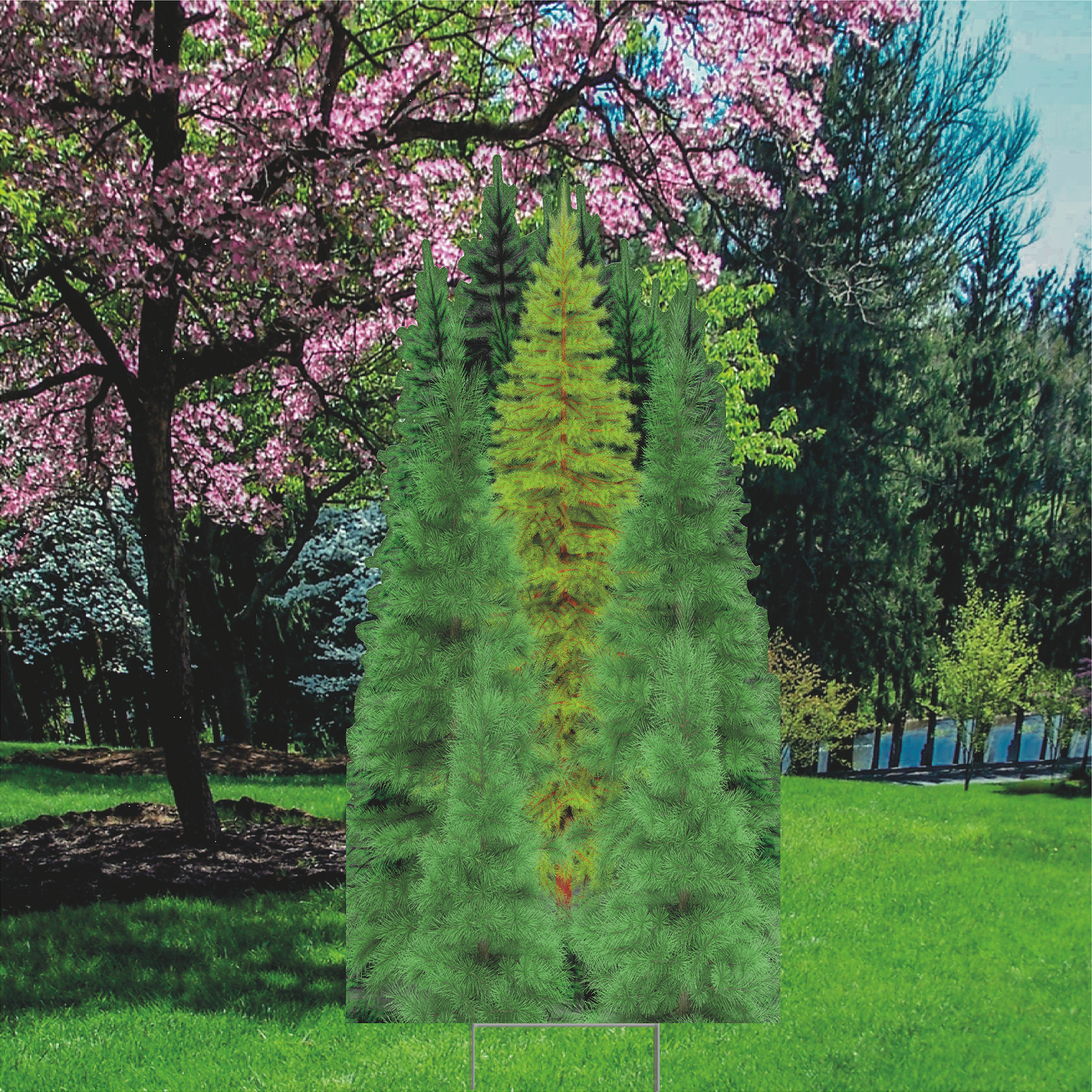 Nature Tree Group Forest Plastic Outdoor Yard Sign Lawn Sign Decoration Cutout