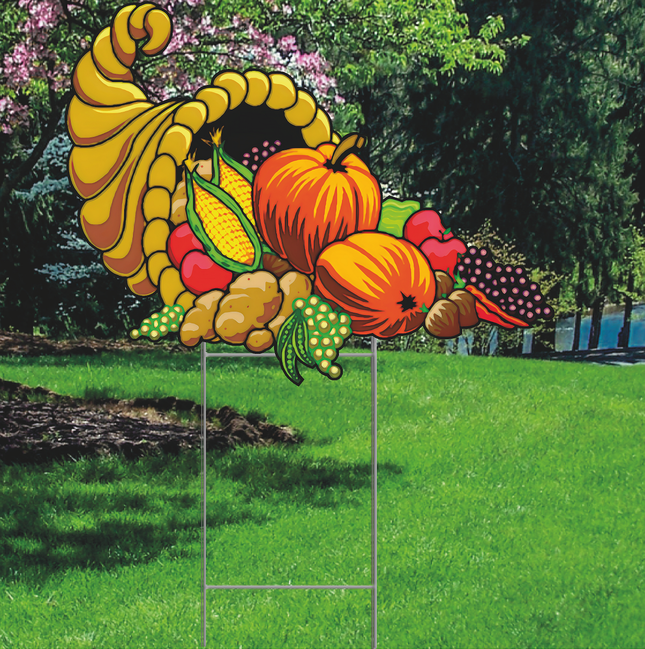 Holidays Fall Autumn Thanksgiving Cornucopia Vegetables Fruit Food Outdoor Yard Decoration Cutout