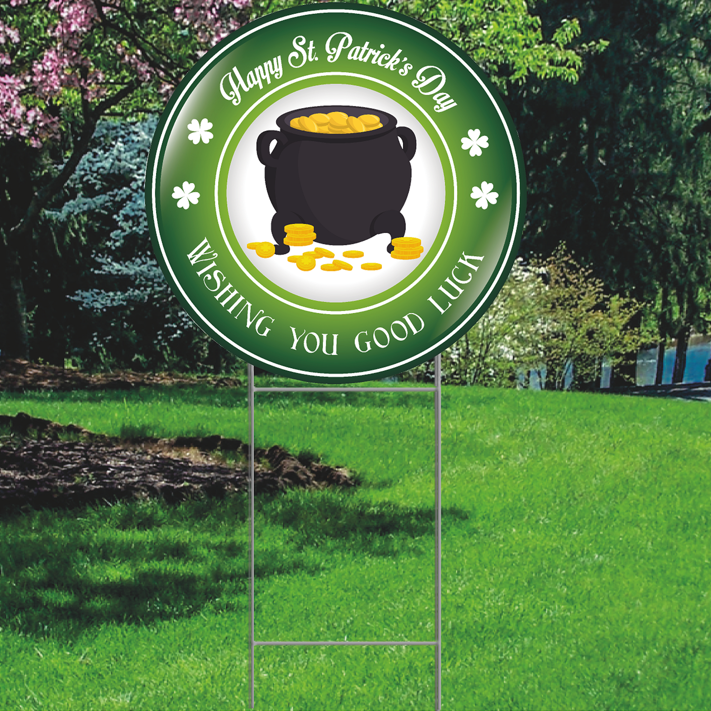 St. Patrick's Day Pot Of Gold Shamrock Irish Plastic Outdoor Yard Sign Decoration Cutout