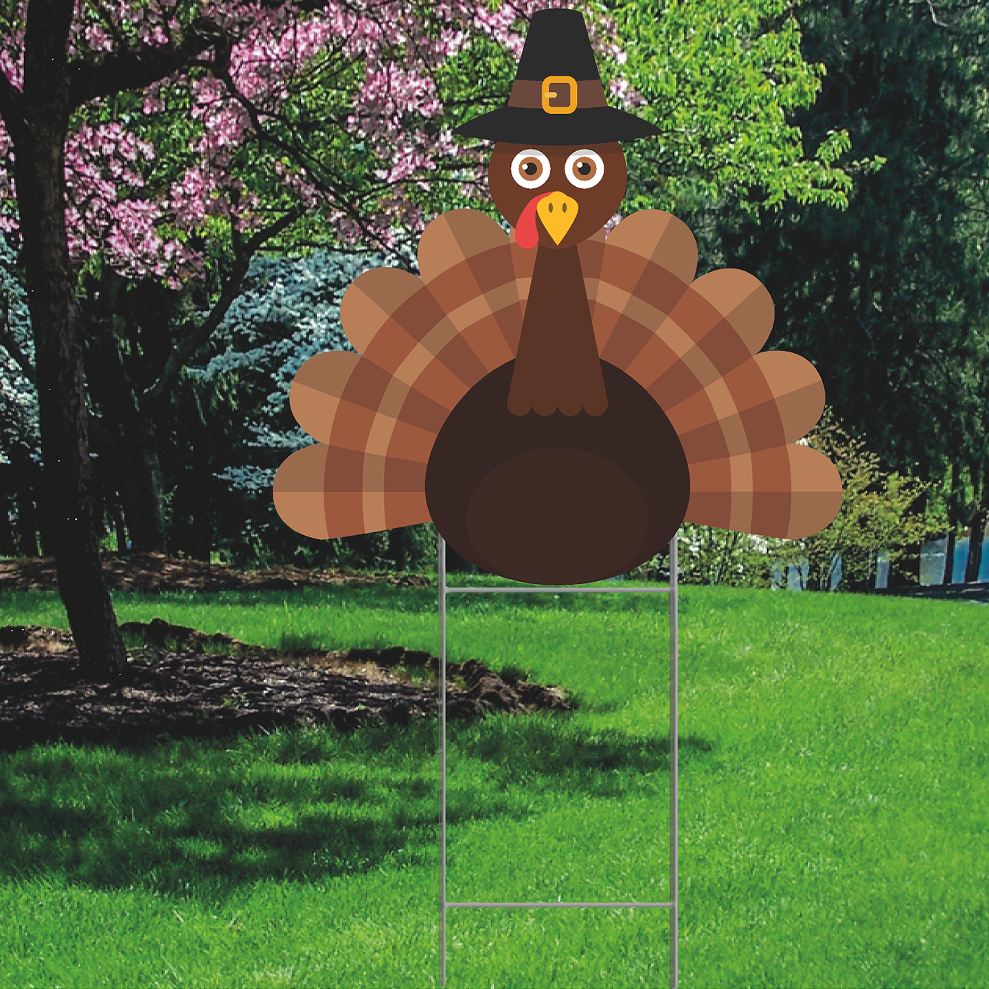 Thanksgiving Pilgrim Turkey Plastic Outdoor Yard Sign Decoration Cutout