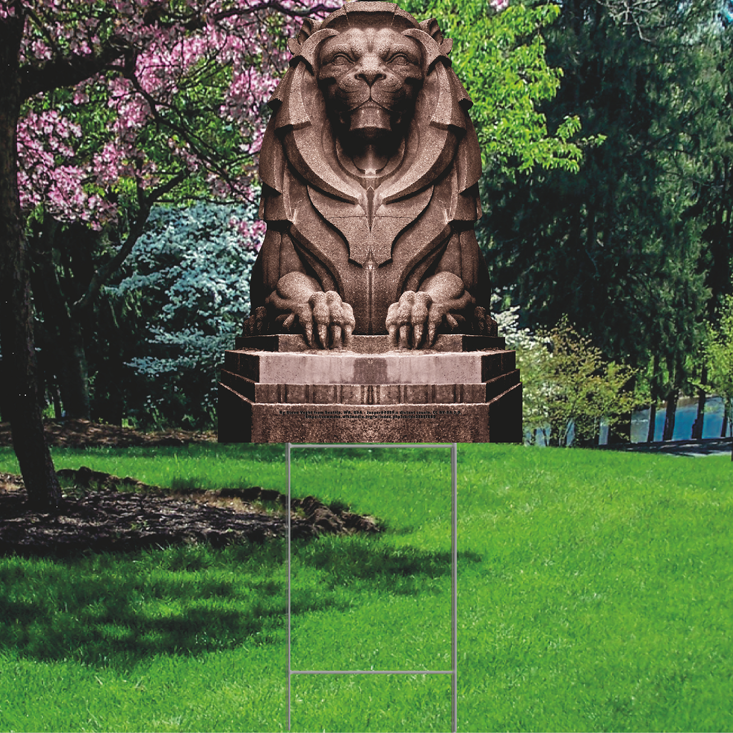 Lion Statue Gate Column Plastic Outdoor Yard Sign Decoration Cutout