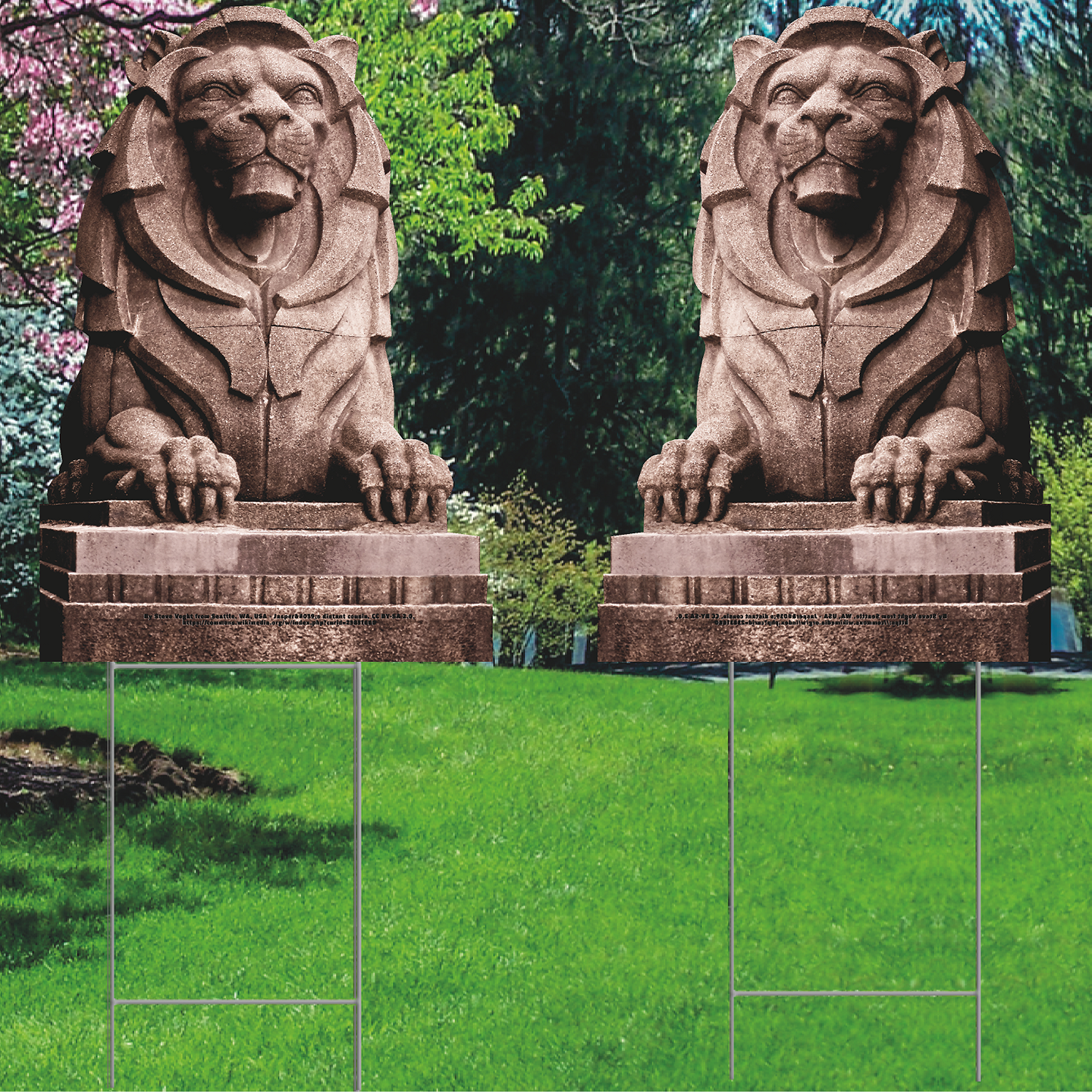 Lion Statue Gate Column 2 pack Plastic Outdoor Yard Sign Decoration Cutout