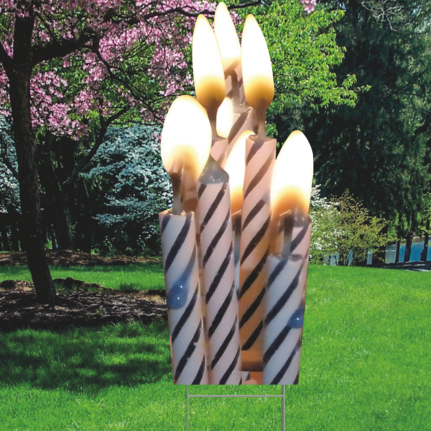 Birthday Candles Cake Topper Plastic Outdoor Yard Sign Decoration Cutout
