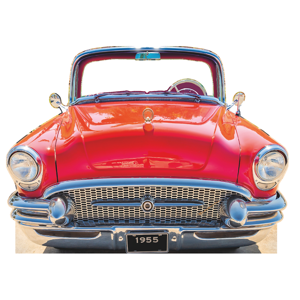 Step into Nostalgia: Introducing Our Classic 1955 Coupe Car Stand-In Cardboard Cutout!