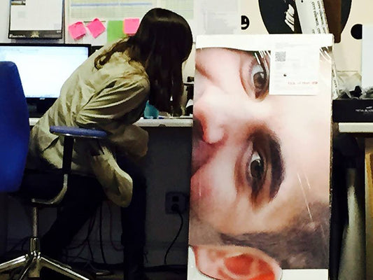 a girl and her cutout