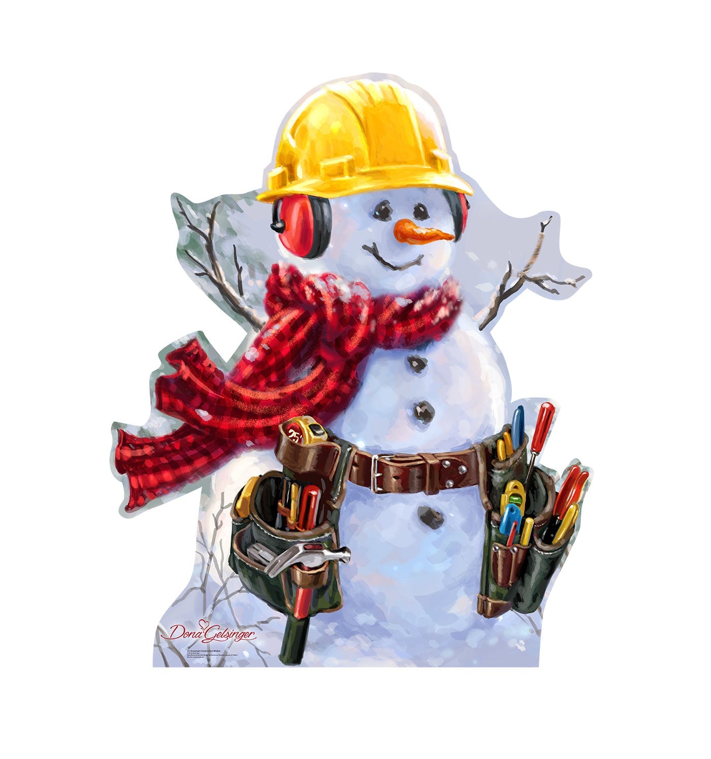 Snowman Construction Worker Cardboard Cutout