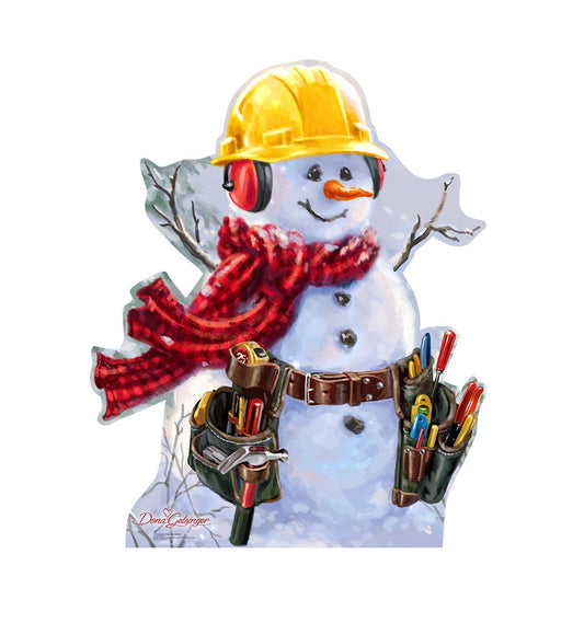 Snowman Construction Worker Cardboard Cutout