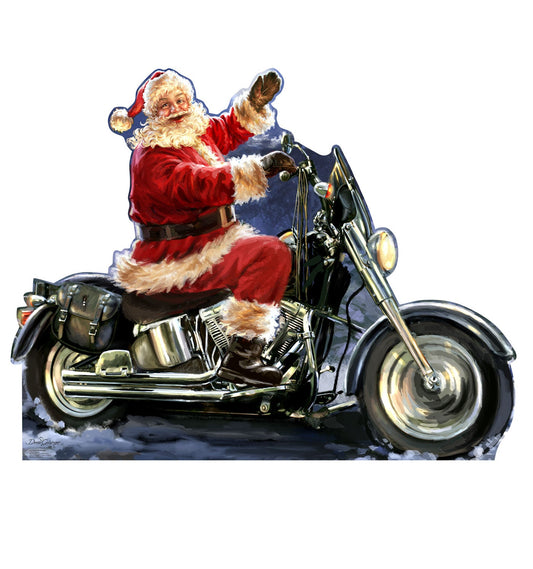 Santa Motorcycle Cardboard Cutout