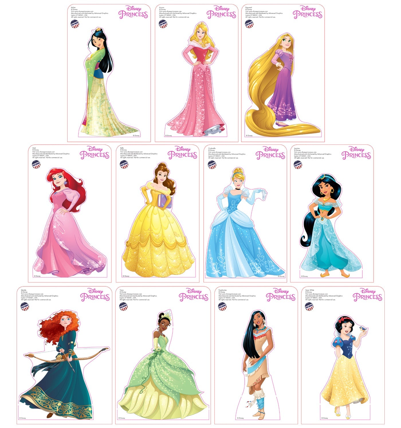 Mini Disney Princesses 11 set Cardboard Cutout