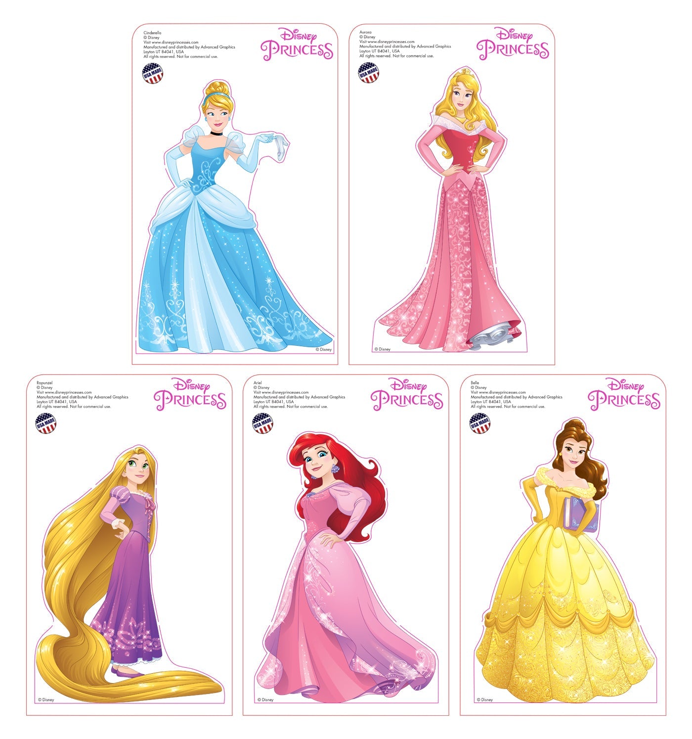 Mini Disney Princesses 5 pack Cardboard Cutout