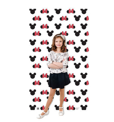 Mickey and Minnie Ears and Bow Backdrop Cardboard Cutout