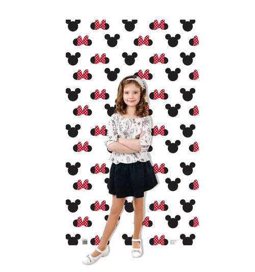 Mickey and Minnie Ears and Bow Backdrop Cardboard Cutout