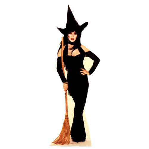 Elvira Broom Cardboard Cutout