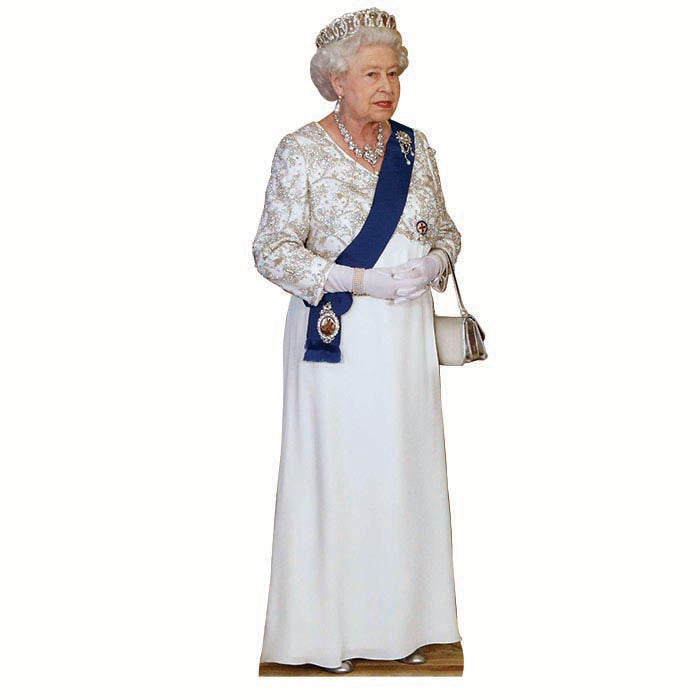 Queen Elizabeth II White Dress Cardboard Cutout