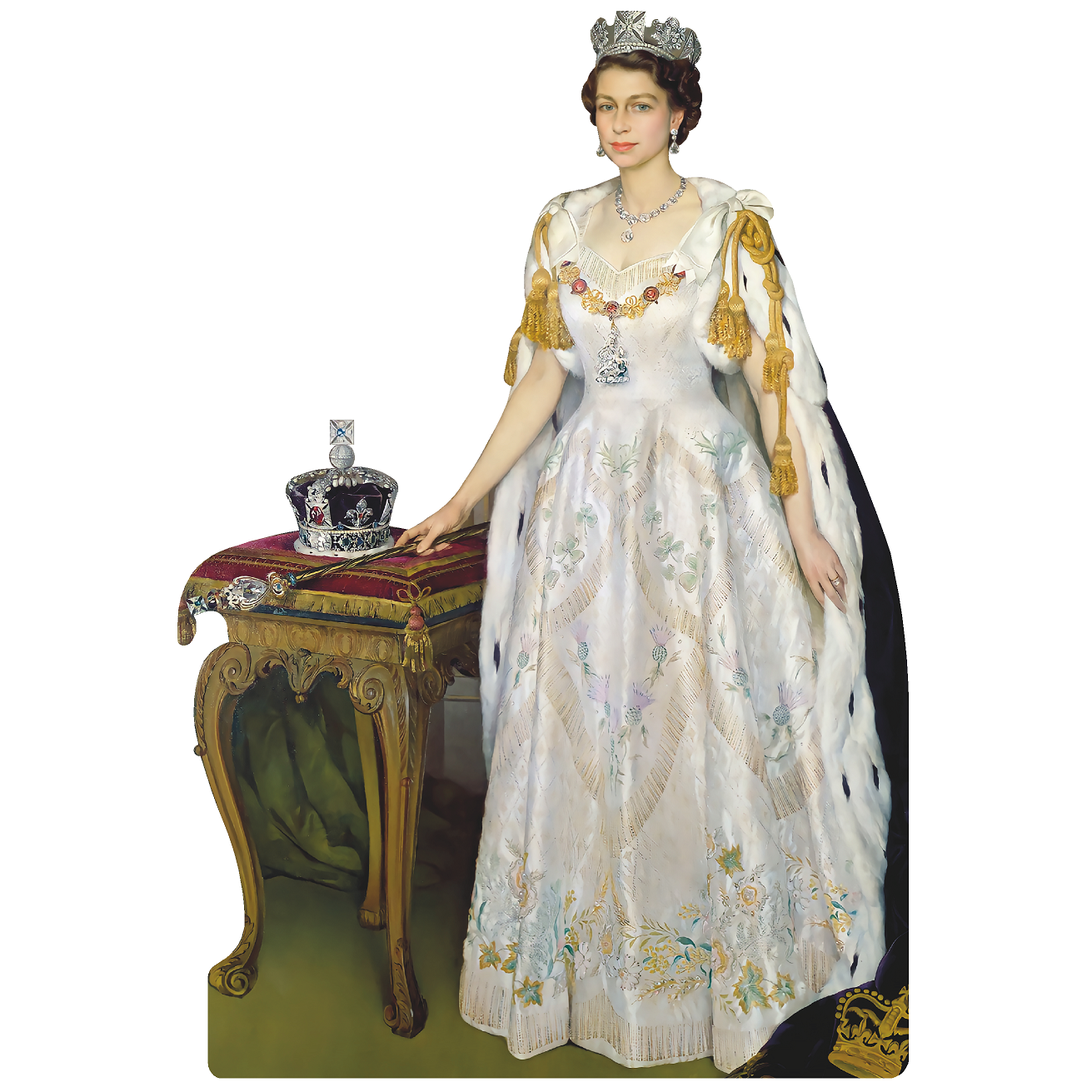 Queen Elizabeth II Coronation Robes 1950s Cardboard Cutout