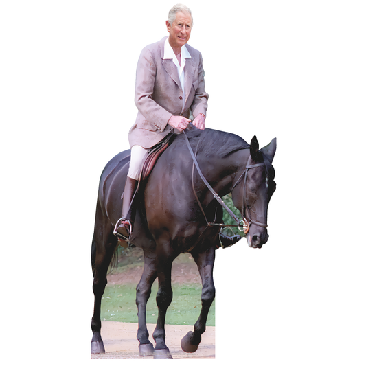 Prince King Charles III on Horse Cardboard Cutout