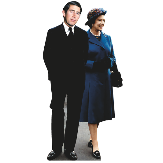 Prince King Charles III Queen Elizabeth II 1980s Cardboard Cutout