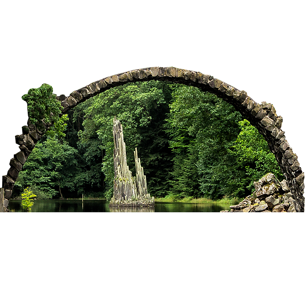 Rakotzbrücke Devil's Bridge Arch Germany With Water Reflection Piece Cardboard Cutout