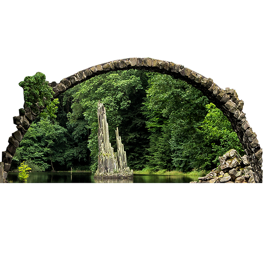 Rakotzbrücke Devil's Bridge Arch Germany With Water Reflection Piece Cardboard Cutout