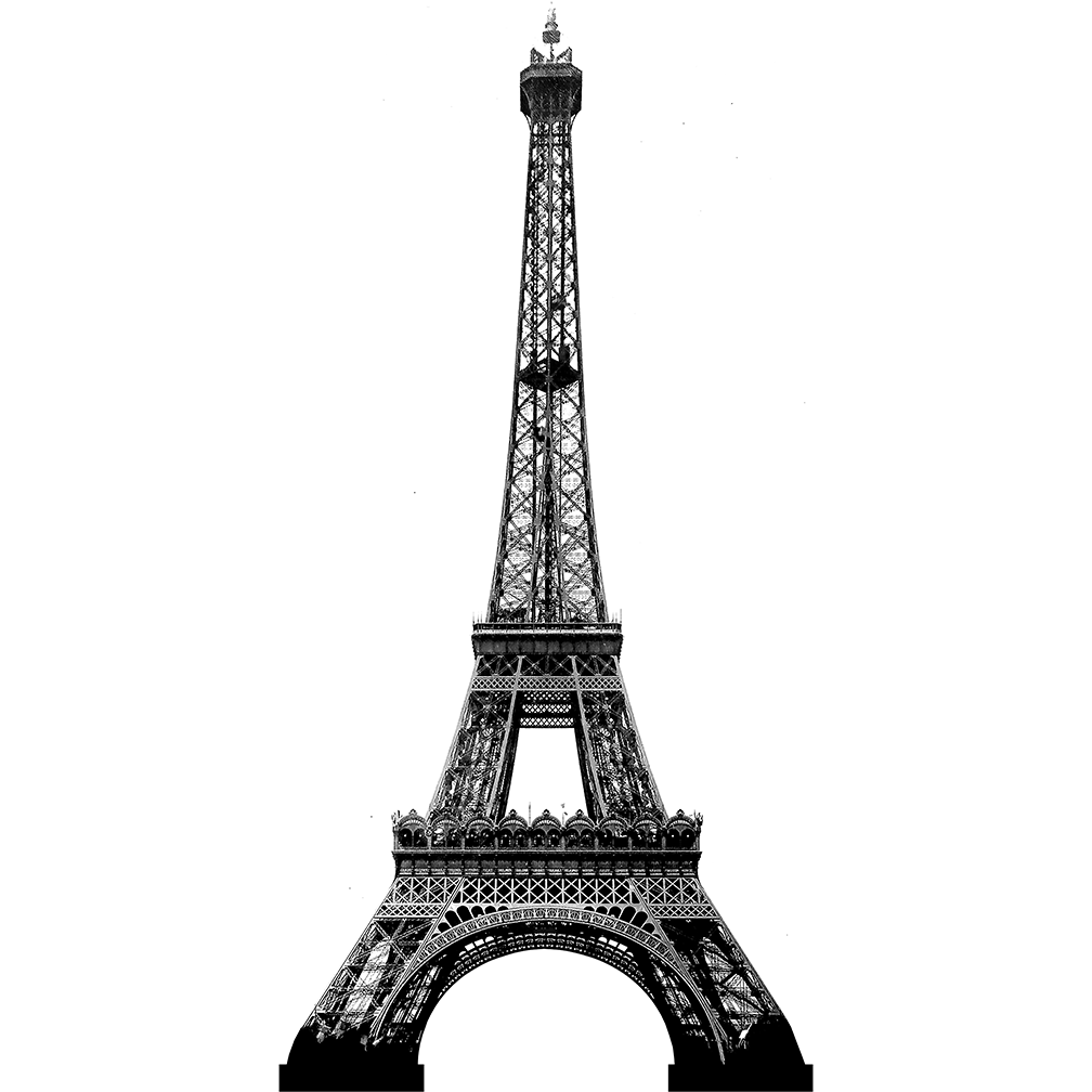 Eiffel Tower Black and White Silhouette Paris France Cardboard Cutout