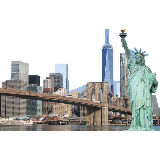 New York City Landmarks Statue Liberty Brooklyn Bridge World Trade Cardboard Cutout