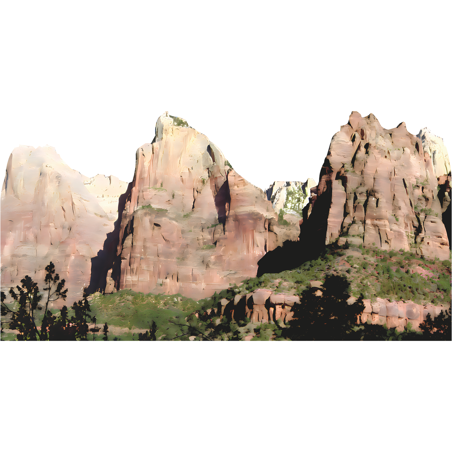 Three Patriarchs Zion Canyon Utah Sandstone Canyon Cardboard