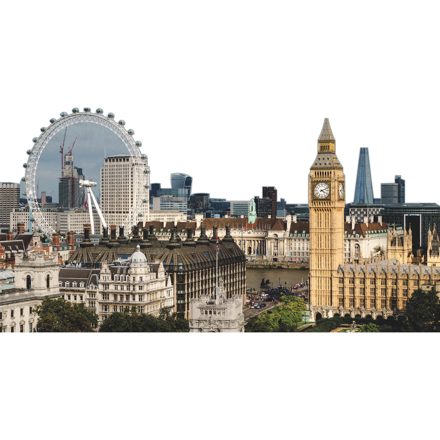 London City Skyline Big Ben Ferris Wheel Eye Cardboard Cutout