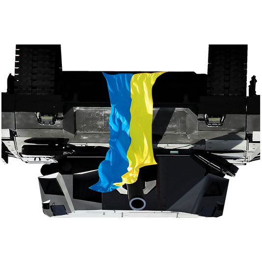 Toppled Knocked Over Russian Tank Ukraine Flag Cardboard Cutout