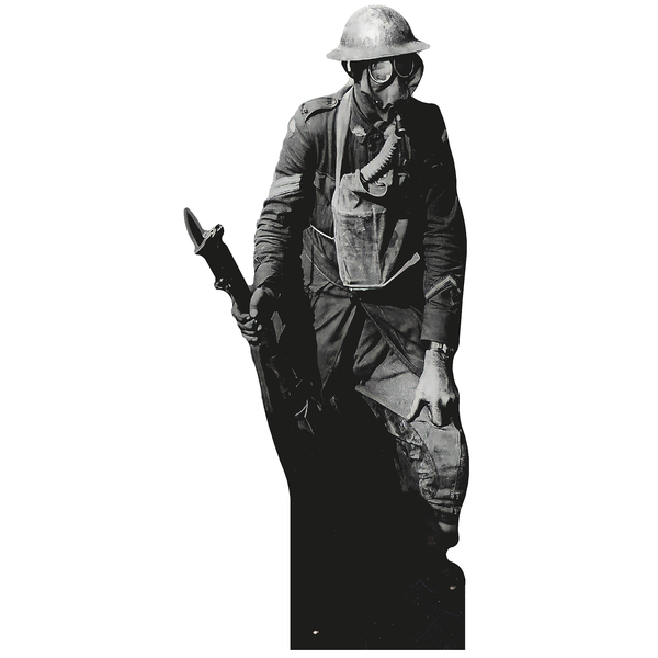 Soldier in Gas Mask World War 1 Cardboard Cutout