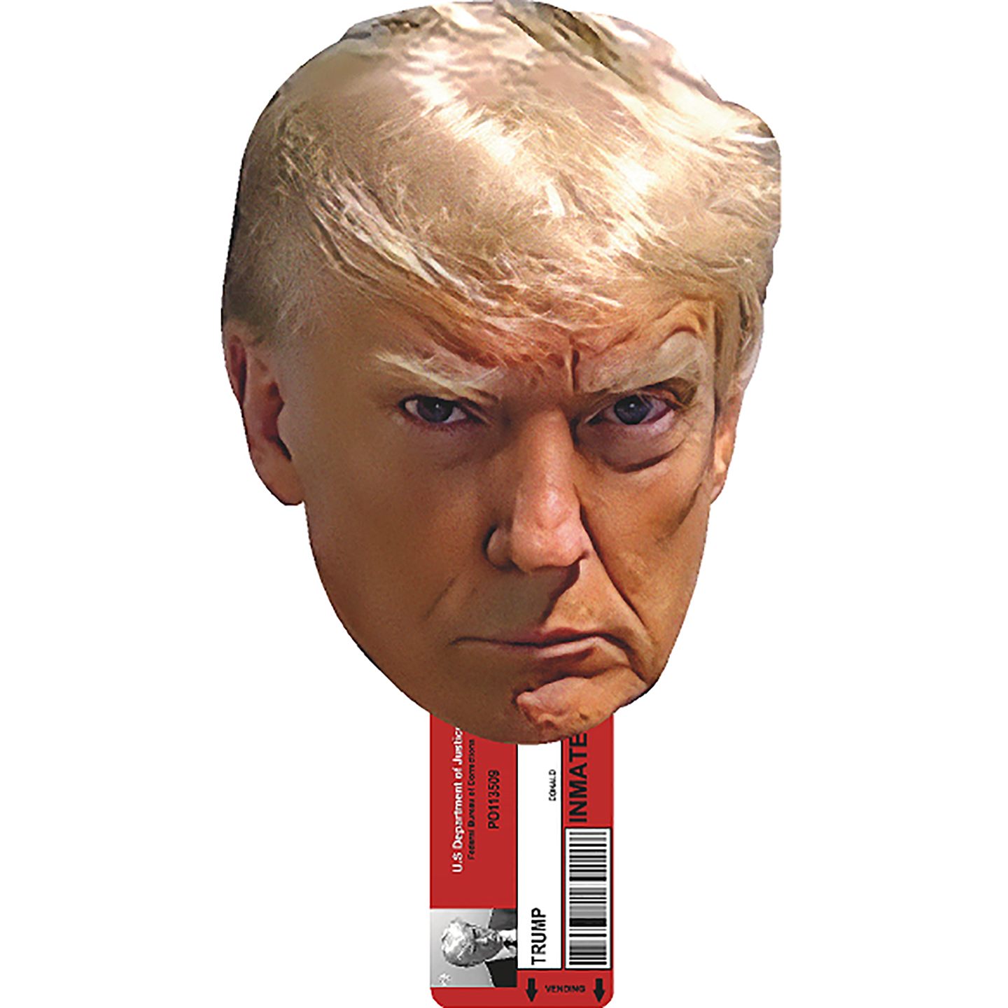 Prison Mugshot Donald Trump Federal Indictment PO113509 24inch Face with Lower Handle Cardboard Cutout