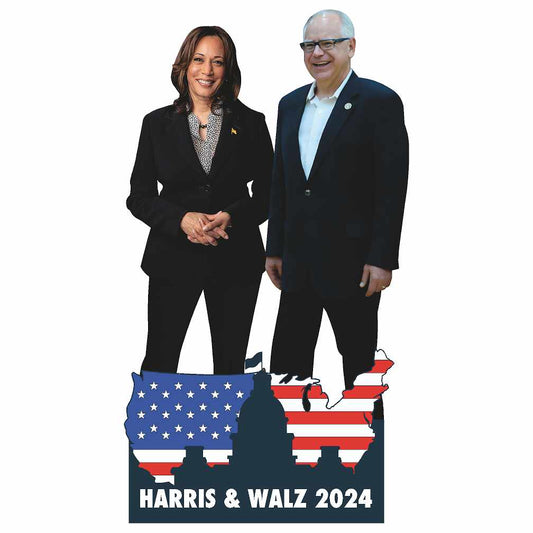 Kamala Harris And VP Tim Walz DC Backdrop Cardboard Cutout
