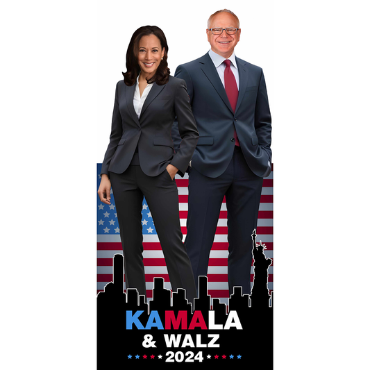 Kamala Harris Tim Walz 2024 America Backdrop Cardboard Cutout
