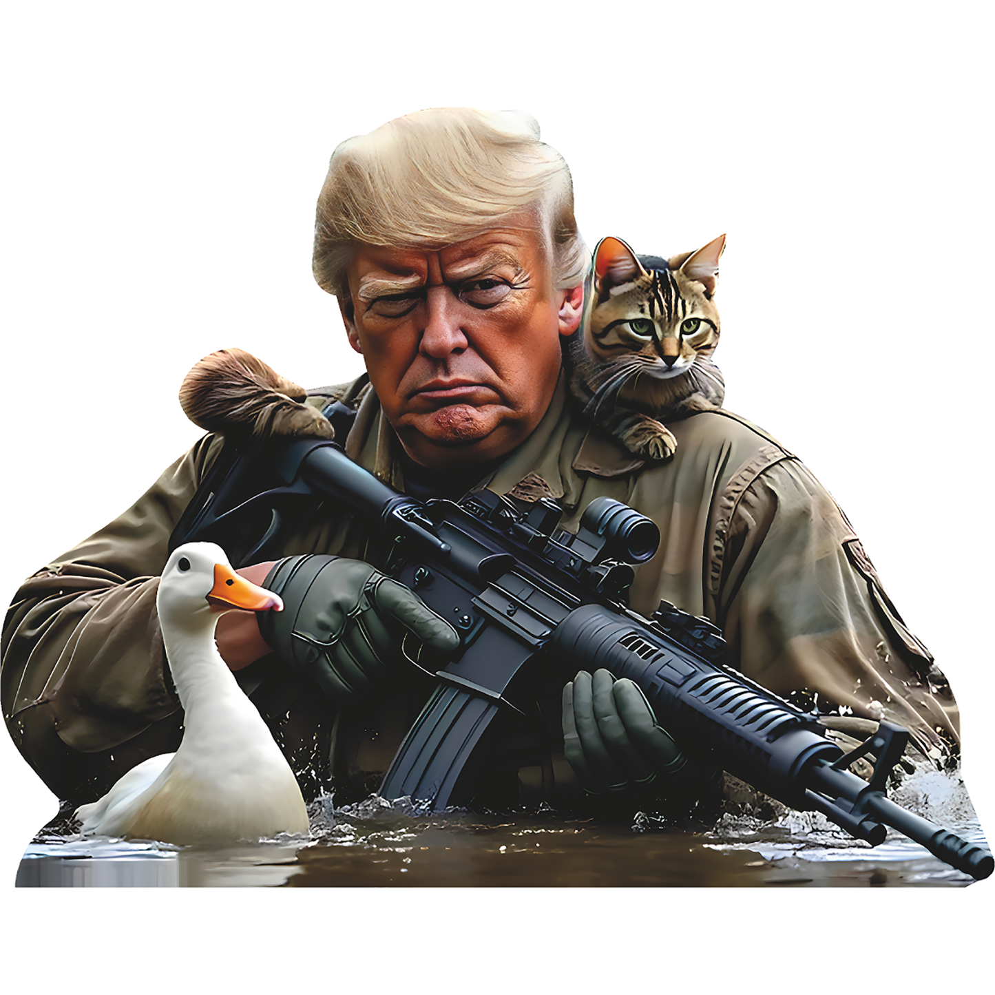 Pets For Donald Trump Duck Cat Water M16 Rifle Cardboard Cutout