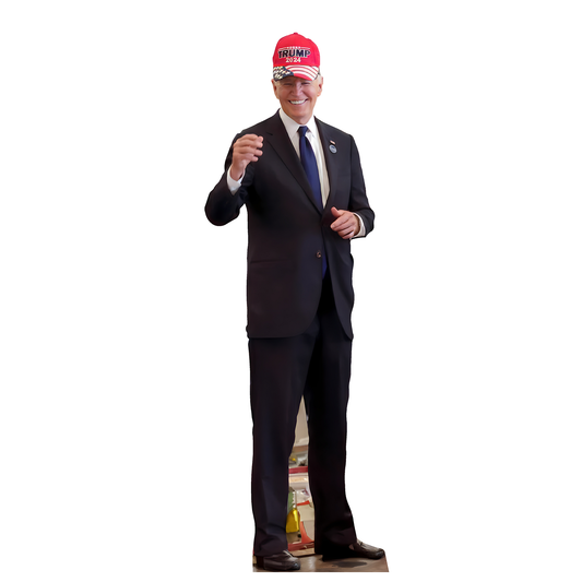 Joe Biden Wearing Trump Hat 2024 Cardboard Cutout