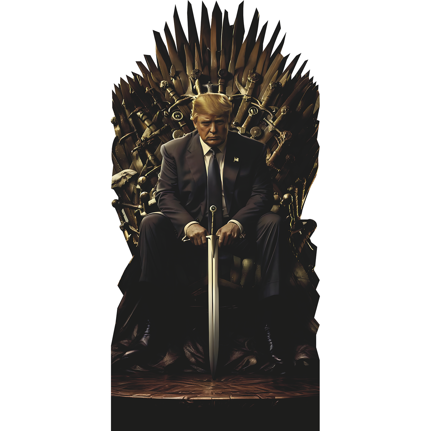 King Donald Trump Sword Throne Cardboard Cutout