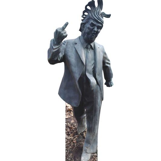 Donald Trump Middle Finger Poland Statue Walking Trail Cardboard Cutout