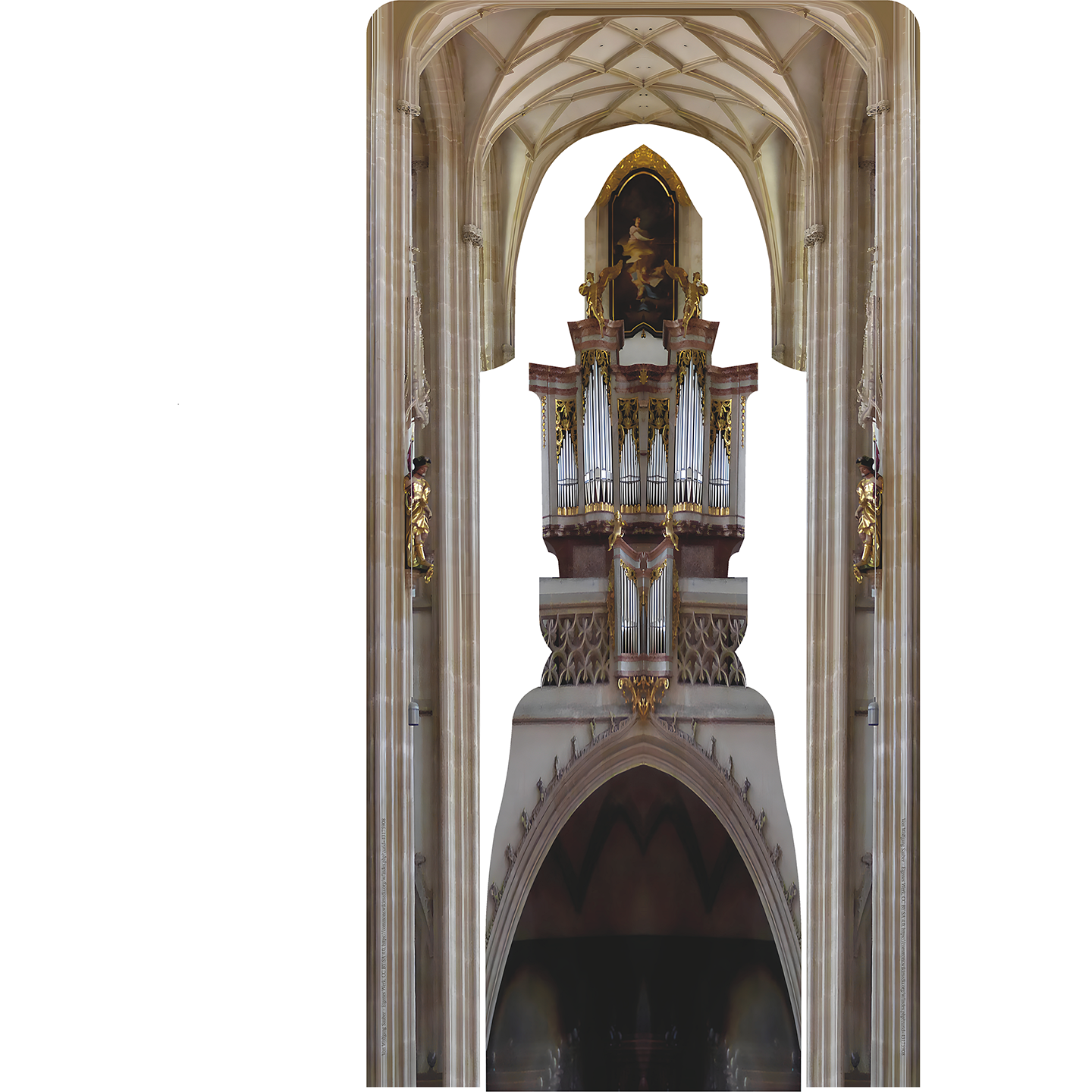 Historic Church Organ Pillar Arch Ceiling Krems Piaristenkirche Austria Cardboard Cutout