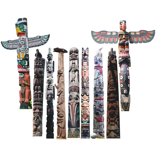 Tribal Indigenous Totem Pole 9 Pack Cardboard Cutout