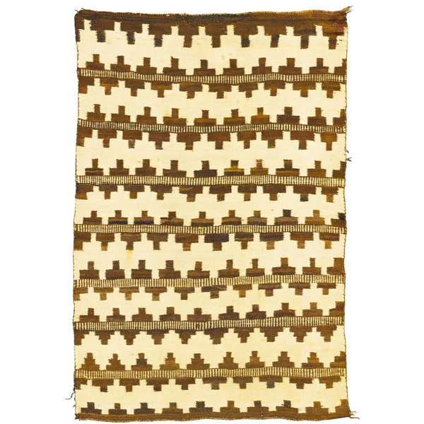 Handwoven Navajo Blanket – Ivory & Brown Basket Pattern Cardboard Cutout