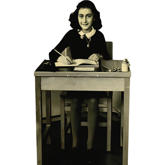 Anne Frank Diary Sitting School Desk Cardboard Cutout