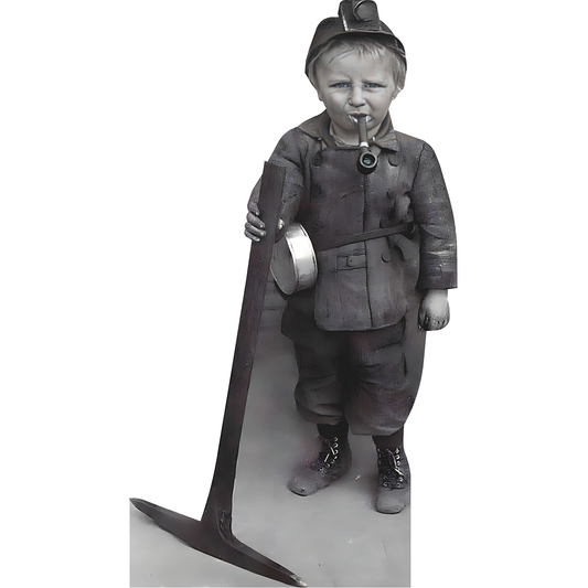 8 Year Old Coal Miner Kid Boy Cigar 1900s Cardboard Cutout