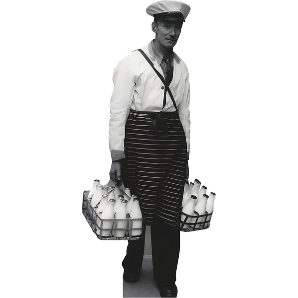 1900s Milk Man Glass Bottle Delivery Cardboard Cutout